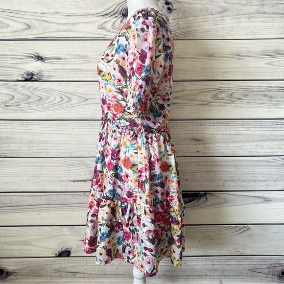 Nordstrom NSR White Multicolor Floral Puff Sleeve Dress - Picture 6 of 10